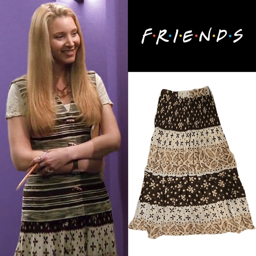 NWT 1990s Vintage Bohemian Maxi Skirt ASO Phoebe Buffay (FRIENDS) RARE